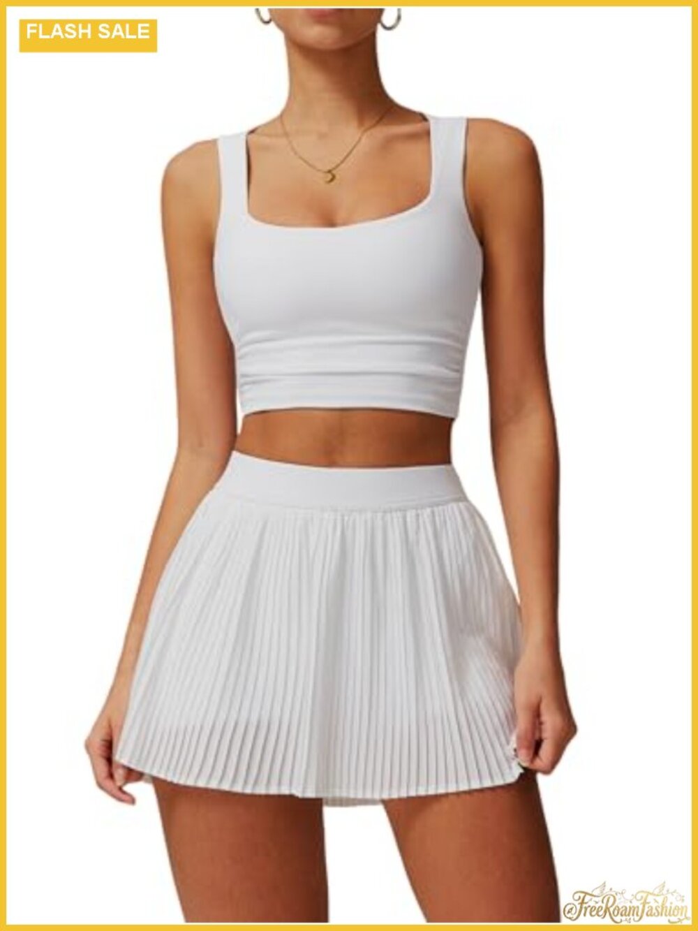 2 Piece Tennis Skirt Set High Waisted Pleated Skirt with Built-in Shorts